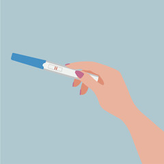 woman hand showing test pack positive pregnant illustration