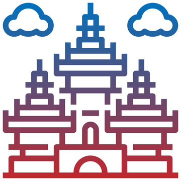 recommend clip art: ANGKOR WAT line icon,linear,outline,graphic,illustration