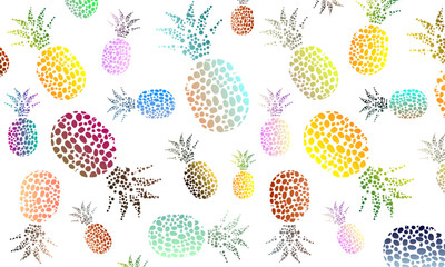 Pineapple Texture Seamless Pattern Illustration Vector Image Isolated on White Background