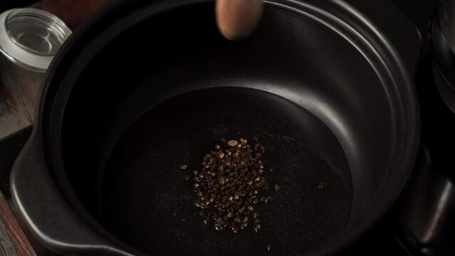 The cooking process of old-fashioned Mala Tang, a characteristic local dish in Northeast China