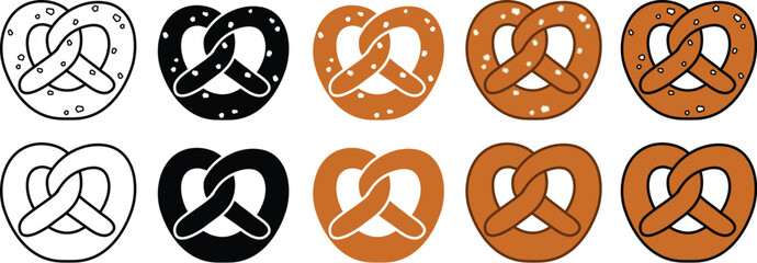 Pretzel Clipart Set - Outline, Silhouette and Color	
