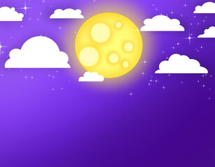 moon and clouds,cartoon background,cute background