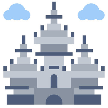 recommend clip art: ANGKOR WAT line icon,linear,outline,graphic,illustration