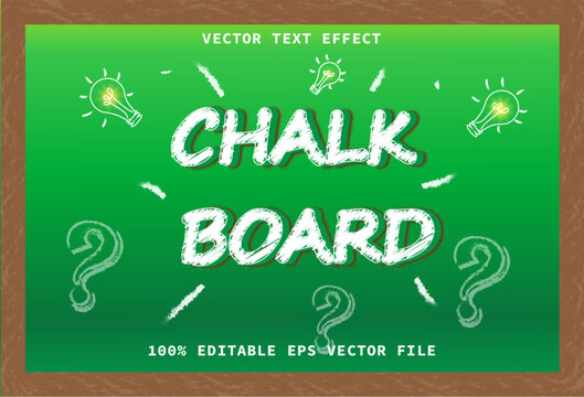 editable white and green grunge text style chalk board text effect