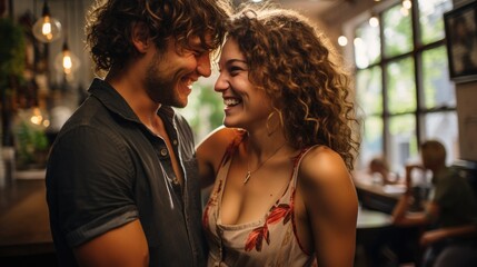 Young Couples Celebrating a Goal During Home Viewing of Football Match. Generative AI