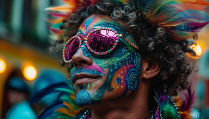 Colorful carnival masks bring joy to celebration generated by AI