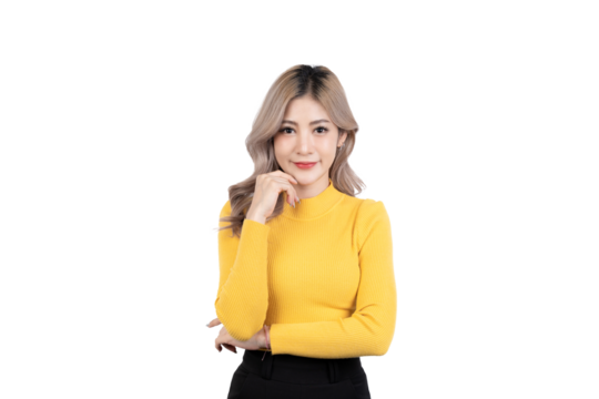 Asian happy portrait beautiful cute young woman standing her smile confidence with crossed arms isolated.