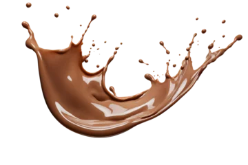 Fotobehang Isolated chocolate milk splash, isolated on transparent background cutout, png © Michael