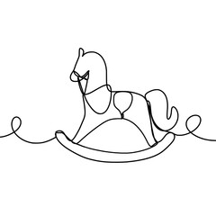 Wooden rocking horse chair children line art