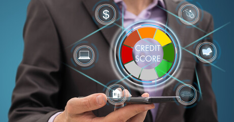credit score concept, poor or excellent, loan in bank