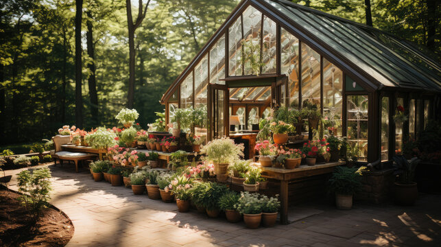 Beautiful Greenhouse with Flowers