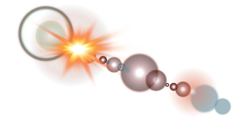 Yellow Sun rays with beams and glare isolated on transparent background. Lens flare light effect. PNG.