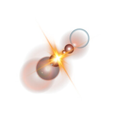 Yellow Sun rays with beams and glare isolated on transparent background. Lens flare light effect. PNG.