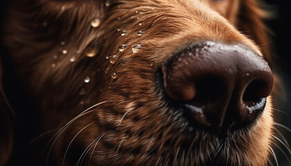 Cute puppy wet nose sniffs nature scents generated by AI