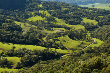 vista aerea de fazendas na região sul do brasil 