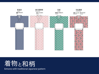 Kimono with Japanese traditional patterns