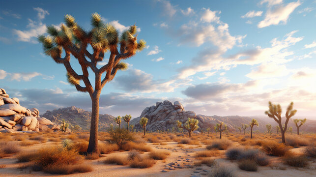 desert tree landscape photo, generative ai