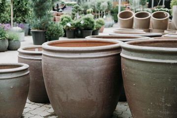Huge flower pots for sale at the garden center