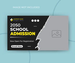 Youtube video thumbnail online classes web banner template for your school admission