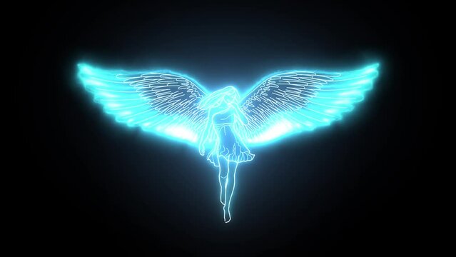 Esoteric symbol of an angel in a 3D animation