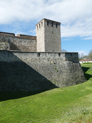 Fototapeta na wymiar Massive walls and towers on the Danube River, Baba Vida Fortress