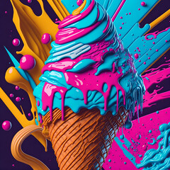 Generative AI  Delicious Splash Tasty Ice Cream 