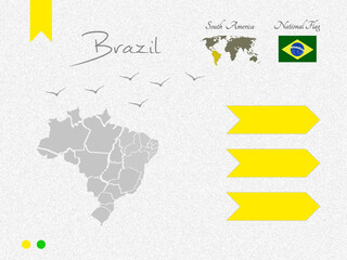 brazil infographic map flag presentation template ilustration