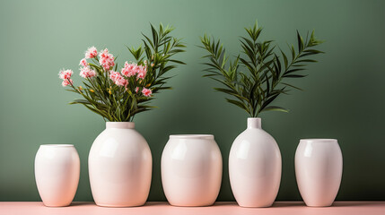 white vase with floral plant decoration. 
