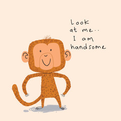 Illustration of  funny monkey cartoon icon character vector animal collection.