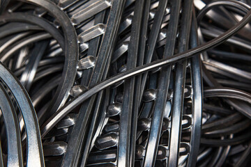 Large cushioning rubber black for industrial refrigerators, closeup.