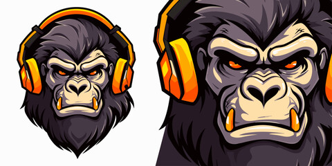 Illustration Vector Graphic: Gamer Gorilla Logo for Sport and E-Sport Gaming Teams