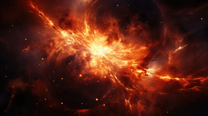 Naklejka premium abstract illustration of solar storm. The sun is depicted with explosive solar flares, emitting powerful bursts of energy and illuminating the surrounding space with intense brightness.