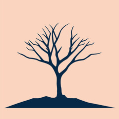 dead tree silhouette vector in minimal style