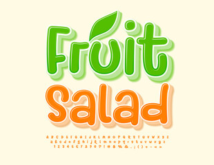 Vector creative Logo Fruit Salad. Funny handwritten Font. Playful Alphabet Letters and Numbers