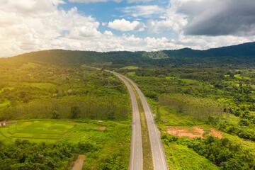 Top view expressway of Laos