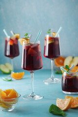 Glasses with traditional Spanish drink Sangria