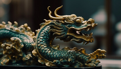 Ancient dragon sculpture symbolizes Chinese culture spirituality generated by AI