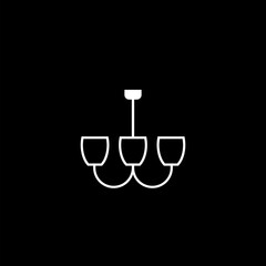 Black Chandelier icon isolated on black background 