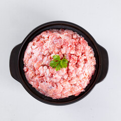 Fresh pork on a white table
