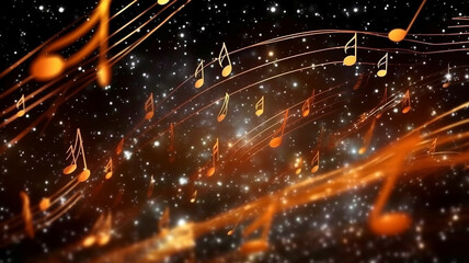 Modern musical background with sparkling notation Ai generated image - obrazy, fototapety, plakaty