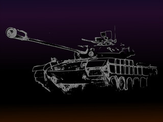 The illustrations and clipart. A silhouette of a battle tank for war