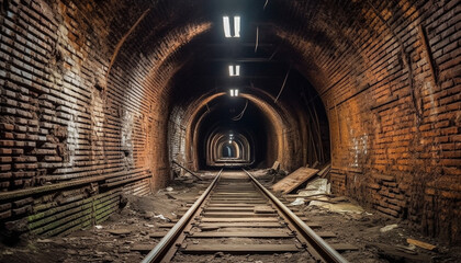 Vanishing point leads to spooky abandoned subway generated by AI