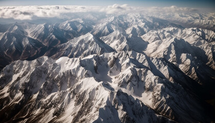 Obraz premium High up, majestic mountain peak in Sierra generated by AI