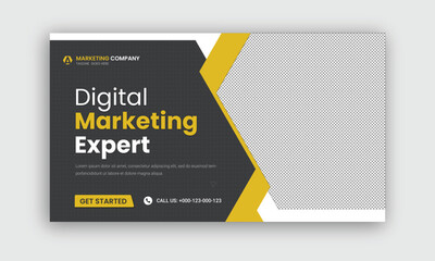 Corporate business and digital marketing youtube thumbnail or web banner template