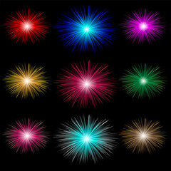 circular star pattern firework sun explosion burst blast fire floral design color texture vector eps mandala pack