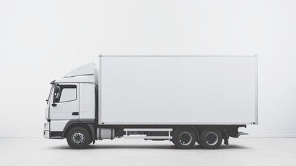 a white truck against white background with copyspace