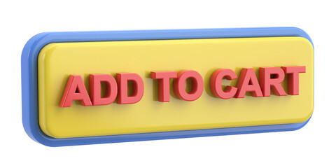Add to cart button. 3D illustration.