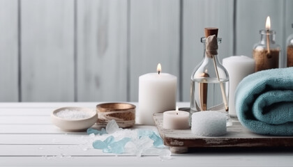 Fototapeta na wymiar Luxury spa treatment candlelit aromatherapy for relaxation generated by AI