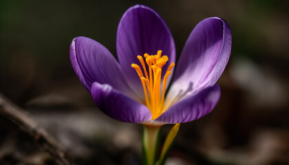 Vibrant crocus blossom, a fragility of spring generated by AI