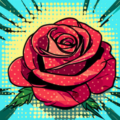 Vector graphic  wall art,  with red rose